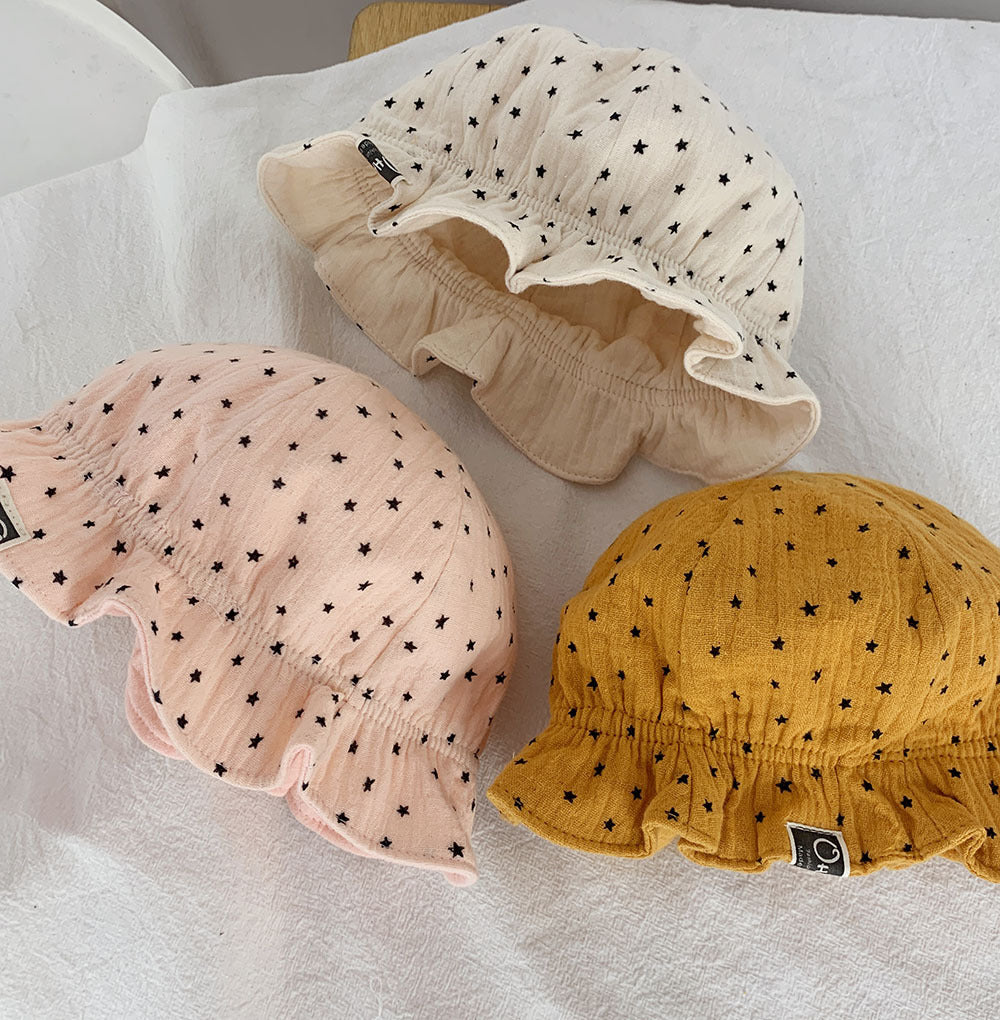 Baby Fisherman Double Polka Dot Sun Hat | Cute Wide Brim Baby Cap